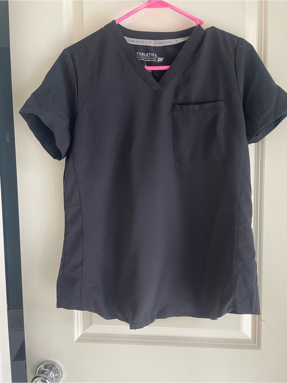 Fabletics Black Short Sleeve V-Neck Scrub Top